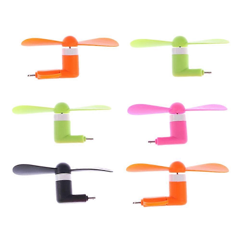 Assorted Color Portable Micro USB Cooling Fan 6Pcs Mini Device Perfect For Travel Subway Classroom And Office Use