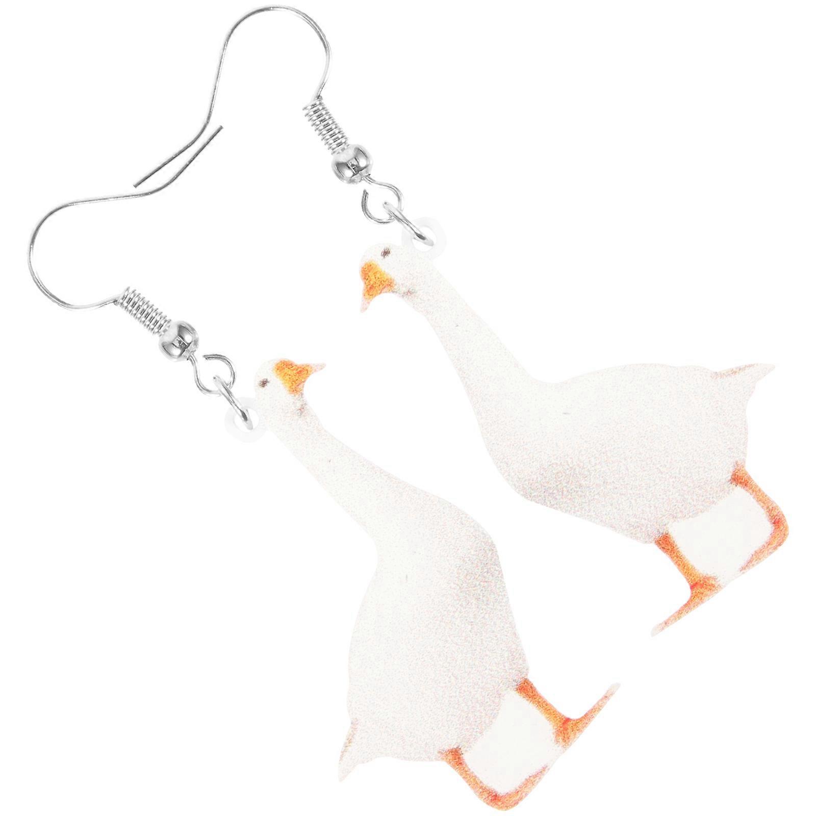 Here's a polished product description based on your input:

 

**Cute Goose Drop Earrings – Unique Animal Design Dangle Earrings for Sensitive