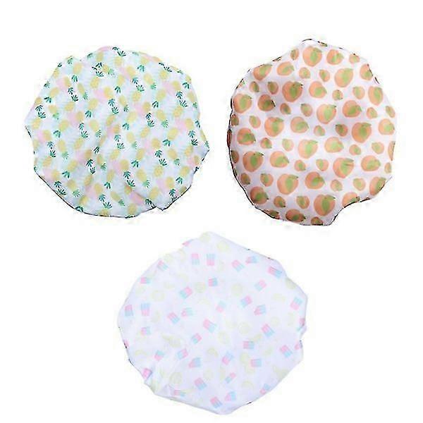 Chic Printed Double-layer Waterproof Satin Shower Cap Set