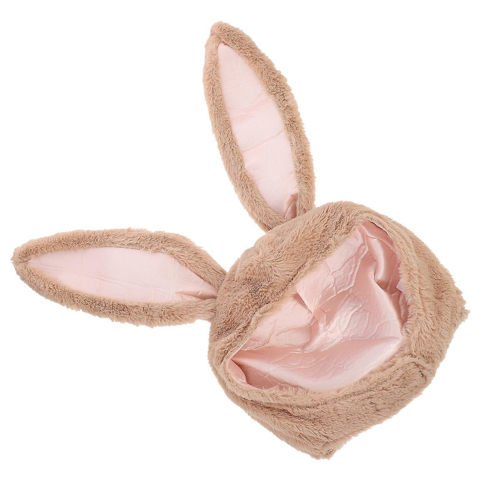 Plush Bunny Ears Hat for Cosplay Party – Soft Warm Animal Costume Accessory for Adults – Funny Cute Christmas Rabbit Ear Headgear