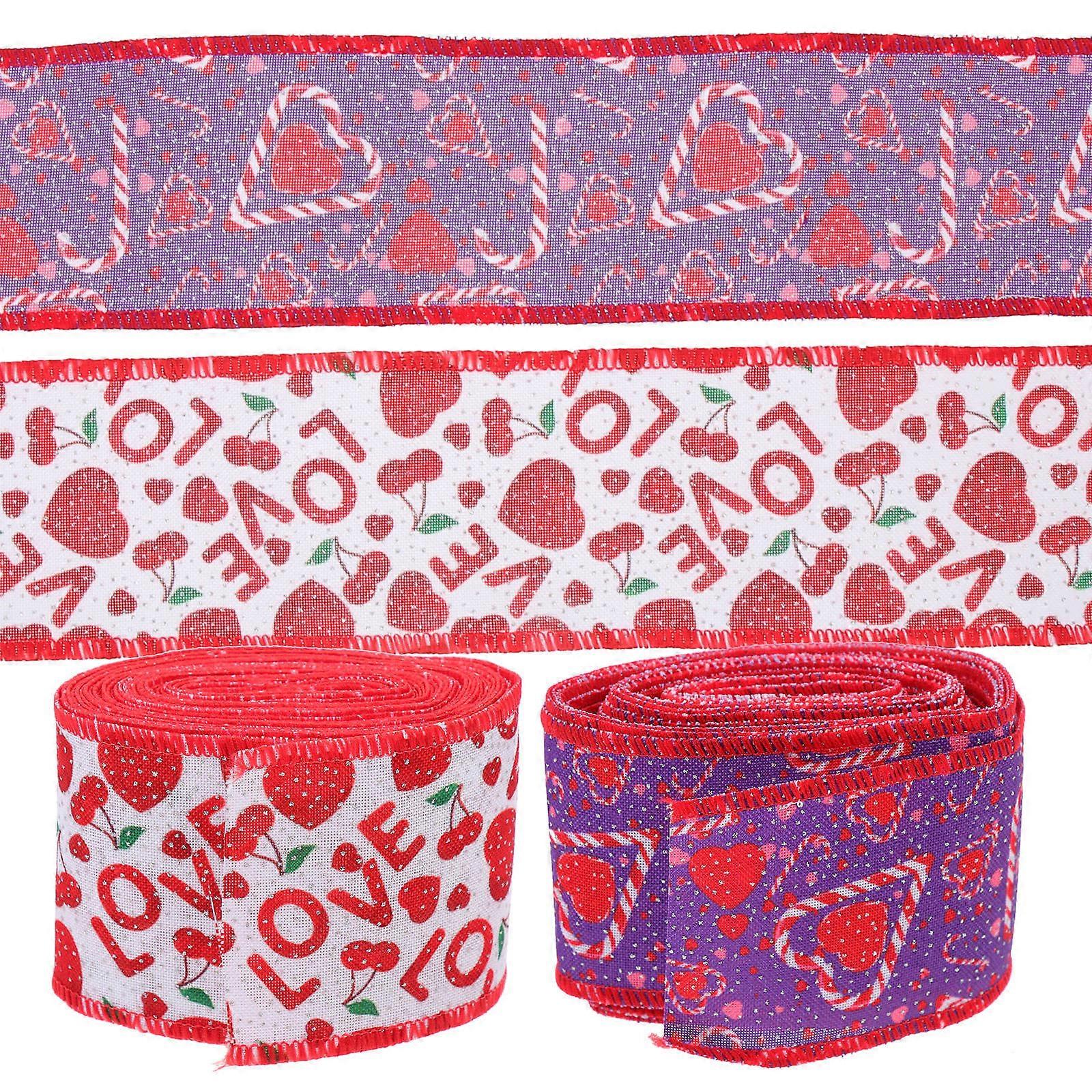 Decorative Ribbon Valentine Day Wired Edge Ribbons 450X6.3Cm Assorted Color 2 Rolls