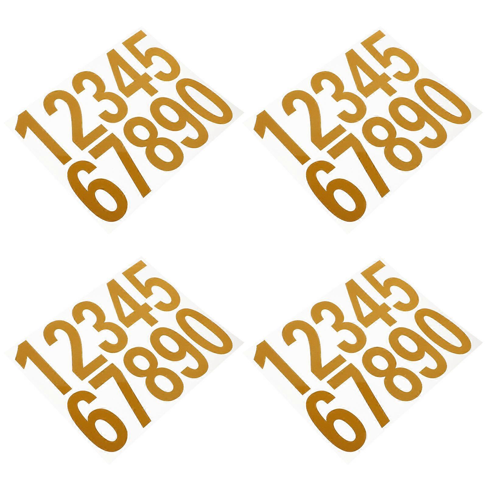 Adhesive Number Reflective Stickers For Address Mailbox Enhancement 20X16Cm Yellow Waterproof 4 Sets