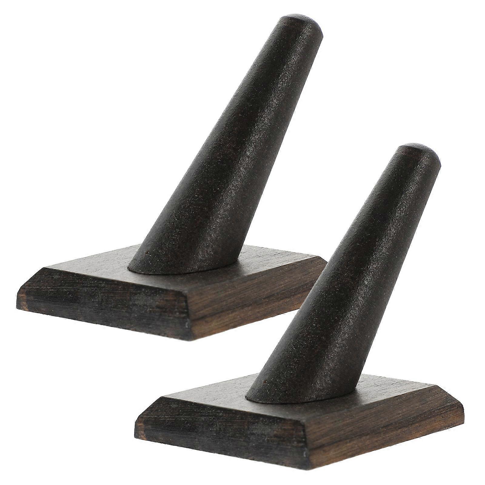 Wooden Ring Display Stands   Wide Base Jewelry Organizer Pillar Shape for Desktop Storage and Easy Access