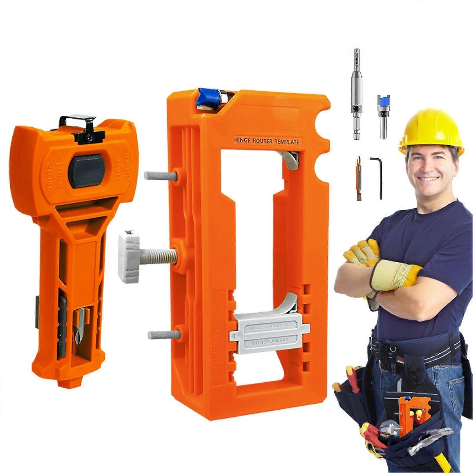 Door Hinge Template Multifunctional Installation Tool for Latch Router Templates Jig for Home Maintenance Orange