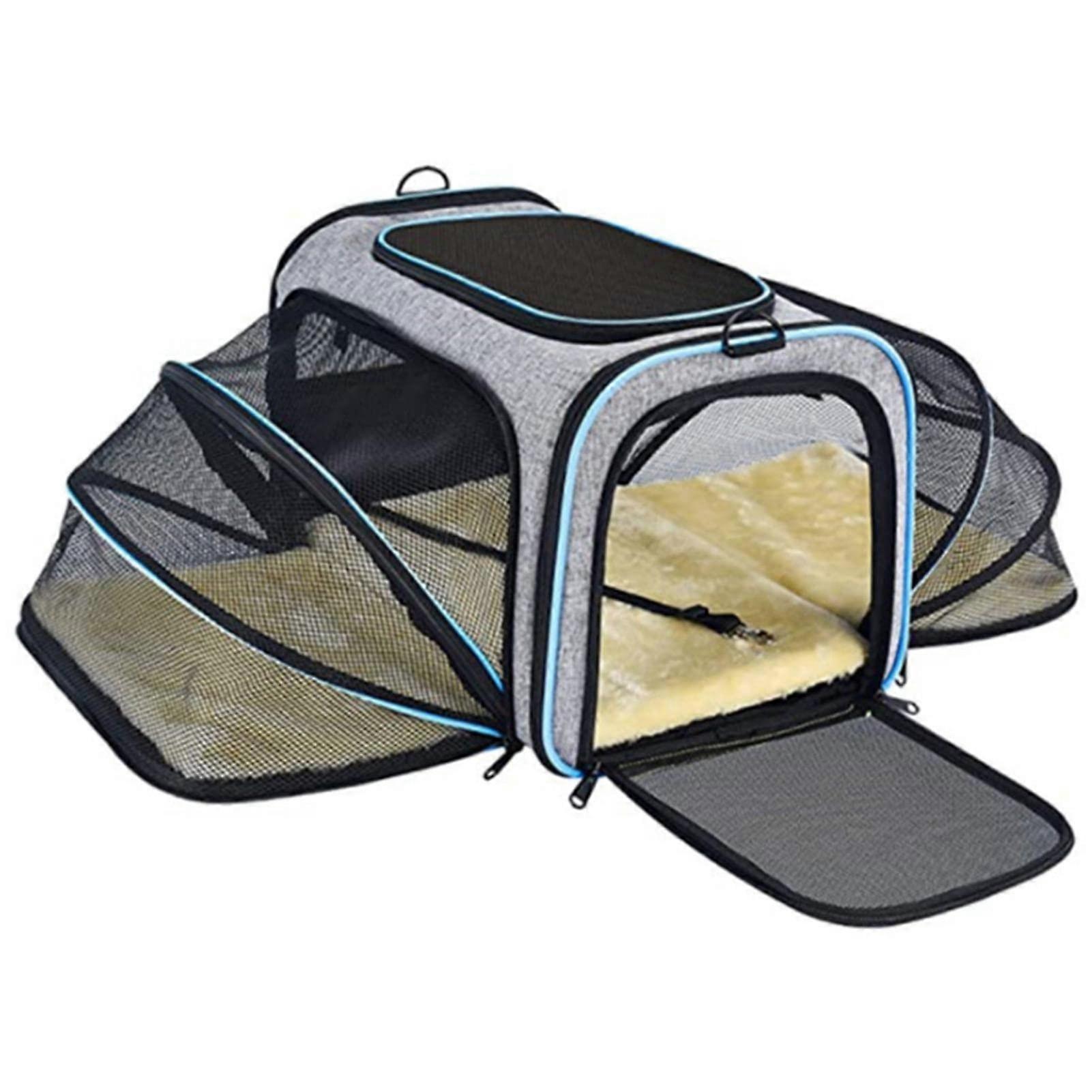 Expandable Pet Carrier for Dogs and Cats - Airline Approved Soft Travel Carrier, Expandable Design for Small Pets, Black