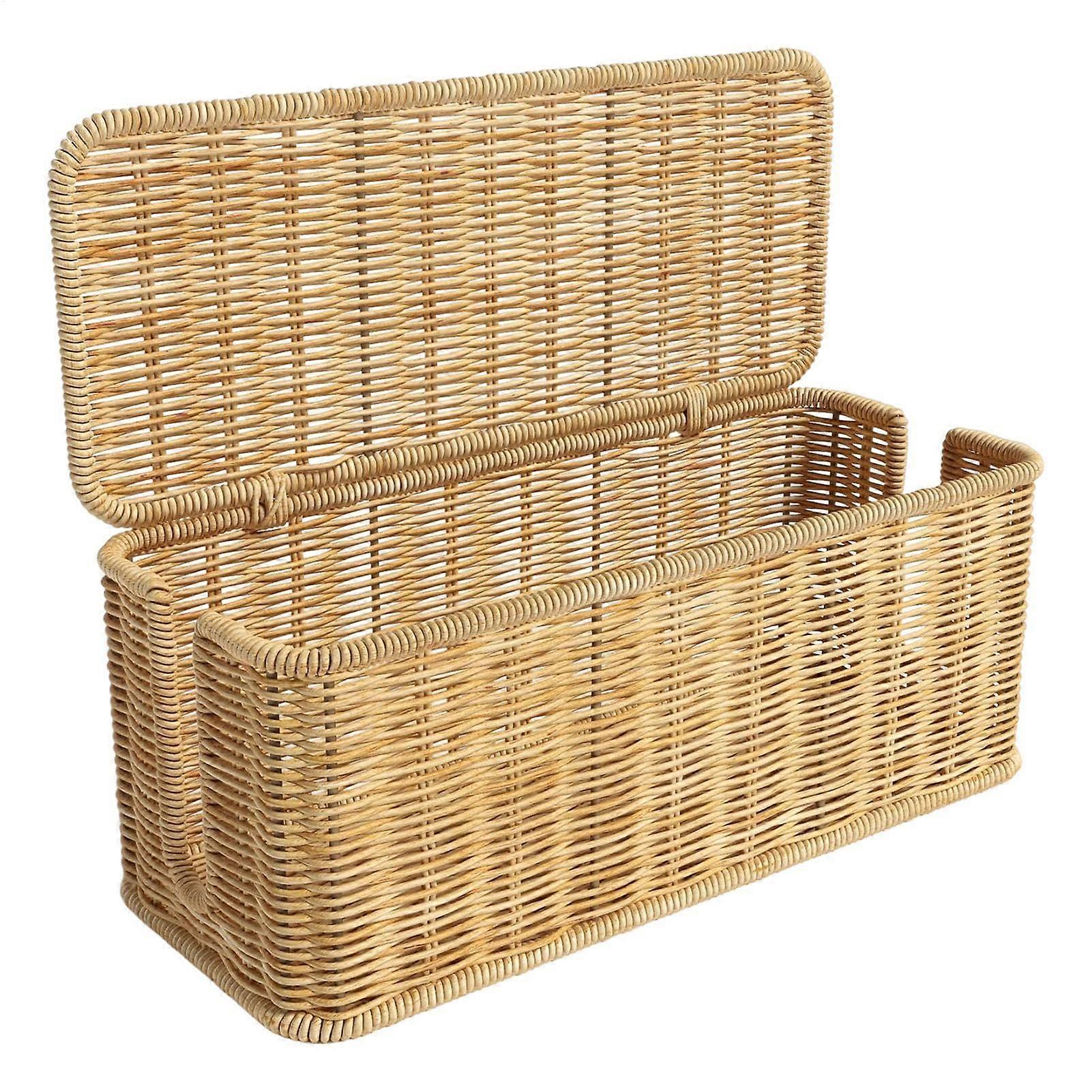 Cable Organizer Box Rattan, HandWoven Wire Storage Box, Cord Hider Box