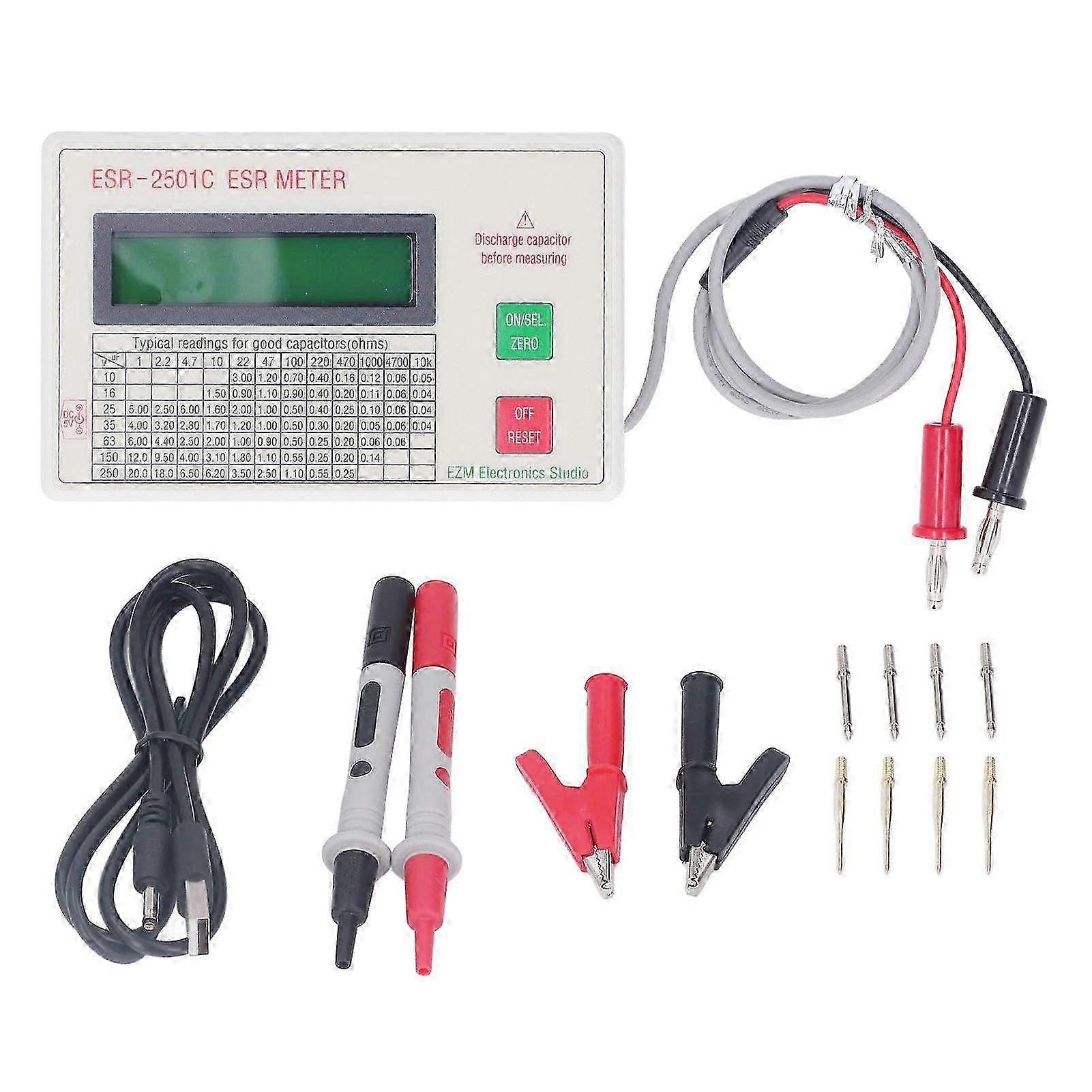 High Accuracy Handheld ESR Capacitor Tester - Lightweight Capacitance Meter with Smart Shutdown Function & Durable ABS Design