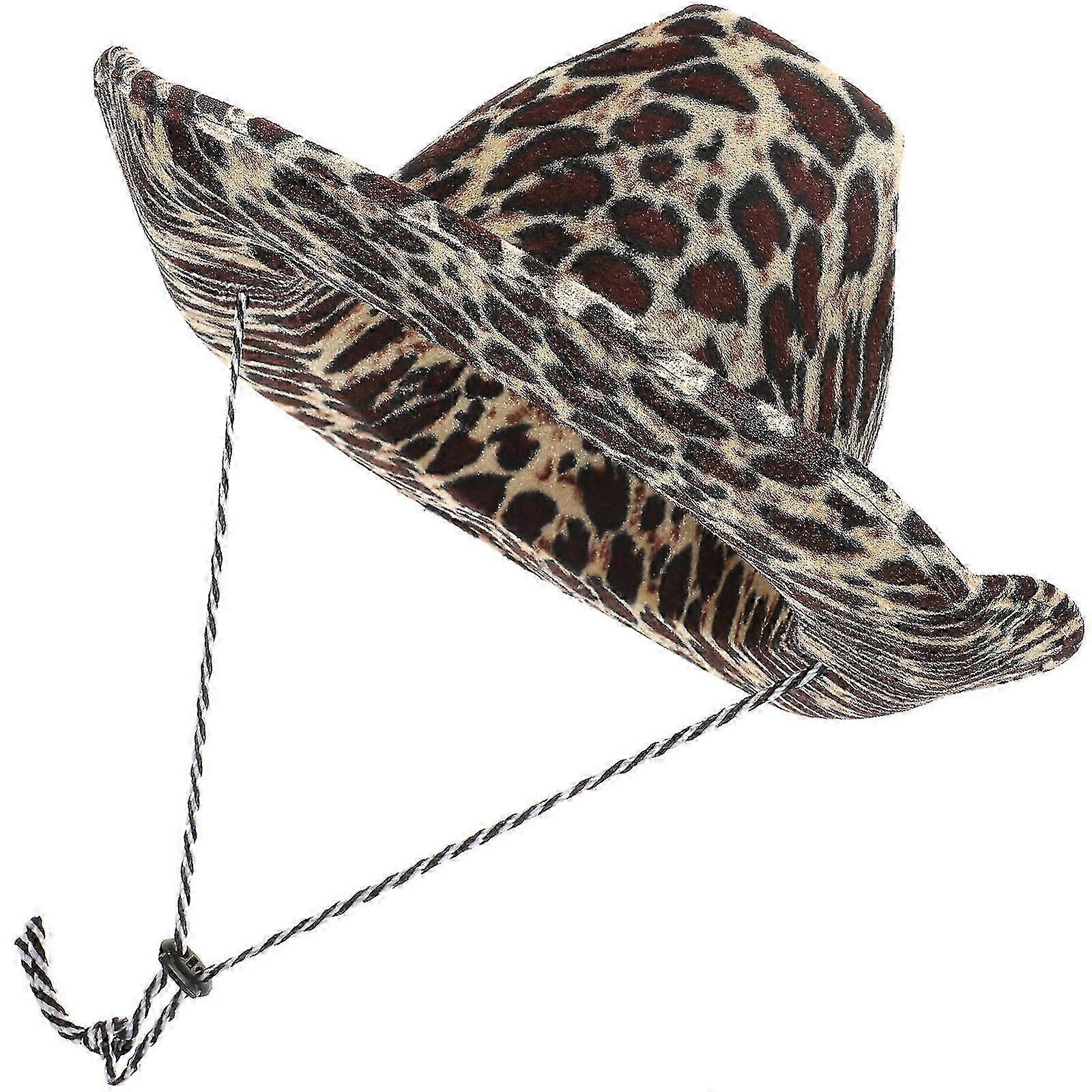 Leopard Pattern Cowboy Hat Stage Performance Hat Masquerade Hat Party Decor Hat-FCY