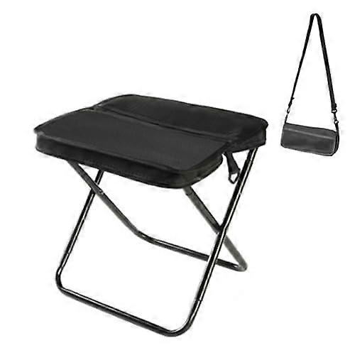 Foldable Backpack Stool With Shoulder Strap M Size Black Portable Lightweight Folding Chair For Fishing Camping Picnics