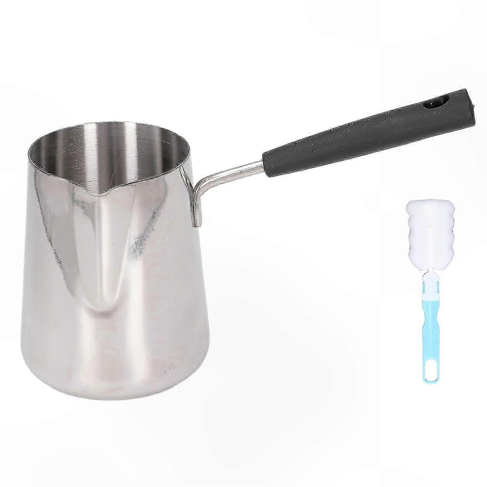600ml Stainless Steel Turkish Coffee Pot with Glossy Finish High Temp Resistant Easy Clean Saucepan for Butter Warming