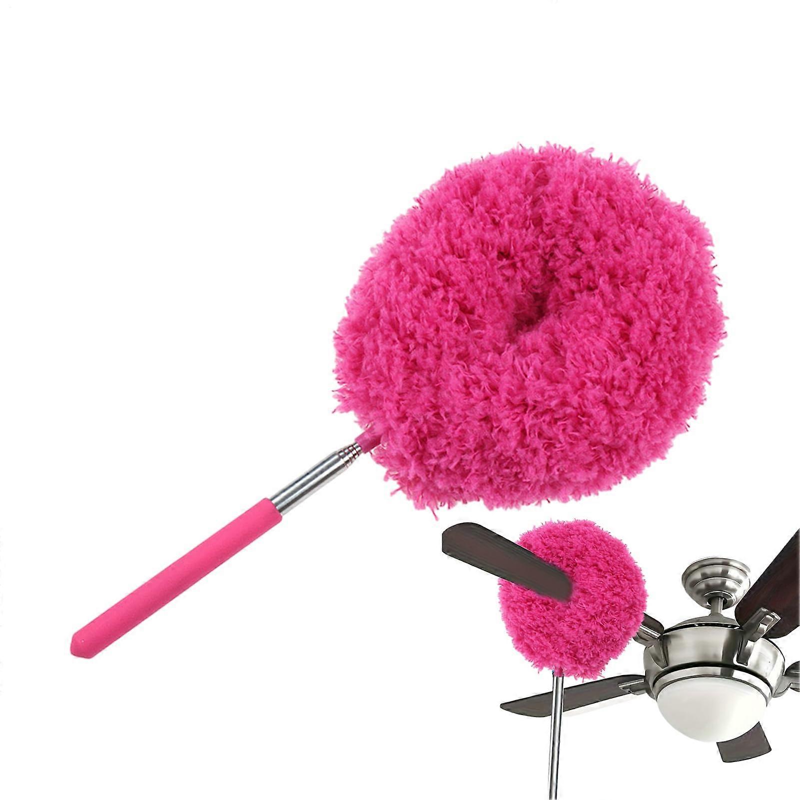 Flexible Dusting Tool Duster - Extendable Microfiber Cleaner with Telescopic Wand, Bendable Head, Soft Grip for High Surfaces, Red