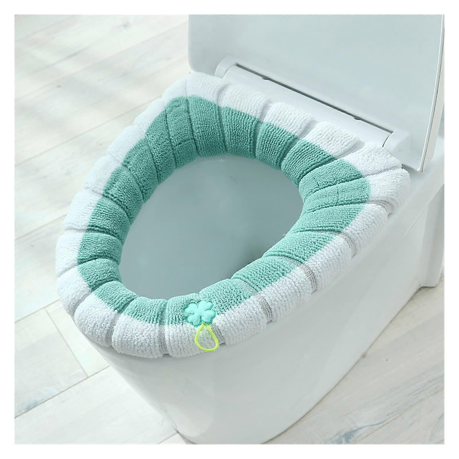 Toilet Seat Cushion Nordic Style 2-Pack Thickened Warm Knitted Mat, Model A7, Color-Contrasting Cover