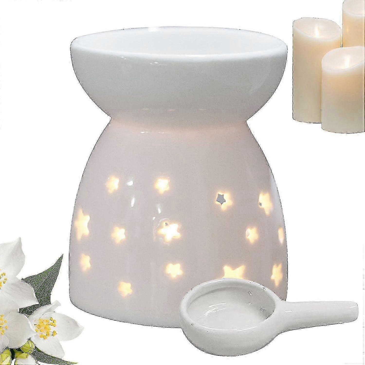Tealight Wax Warmer, Ceramic Aroma Diffuser for Essential Oils & Incense
