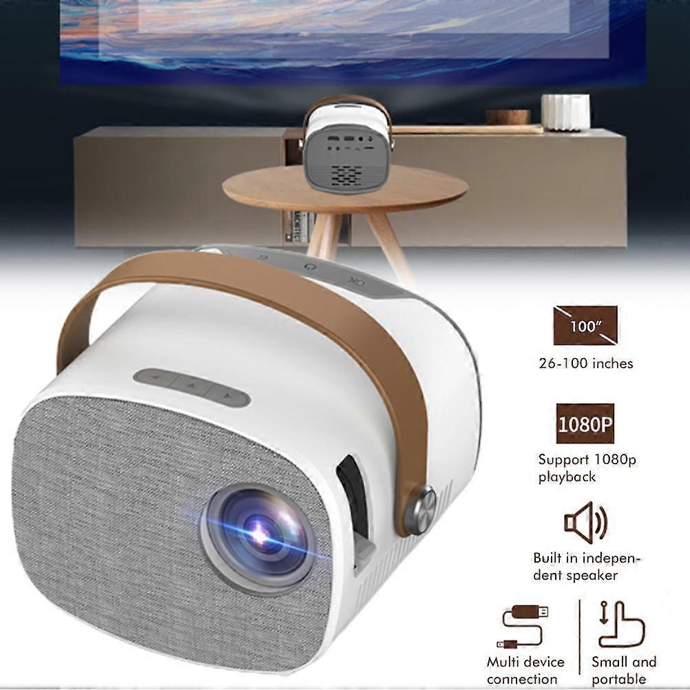 Portable Mini Projector with Handle, 1080P Support, Multiple Interfaces, Eye Protection