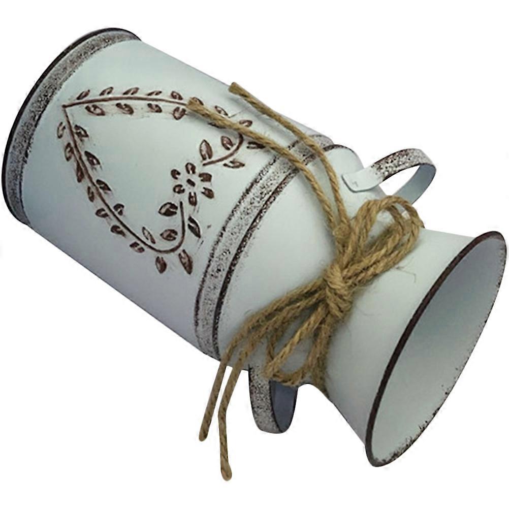 Vintage Metal Bucket for Storage Use Rustic Flower Arrangement Jug