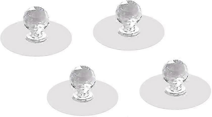 2025 Self Adhesive Knobs Acrylic Round Door Knobs Pull Handle For Cabinet Wardrobe Drawer Cupboard (transparent 4pcs