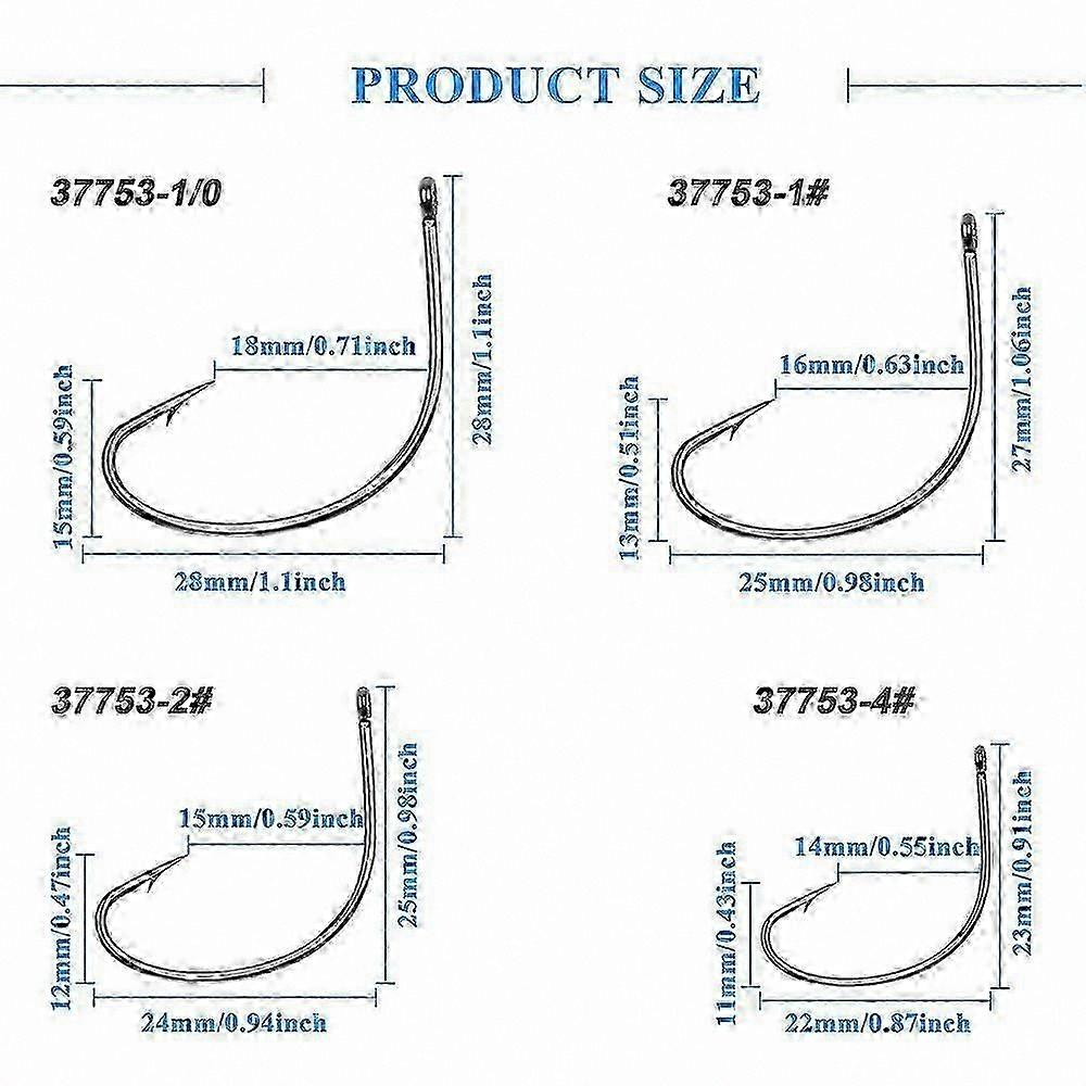 100 Count Wide Gap Worm Hooks, High Carbon Steel Fishing Hooks for Soft Plastics