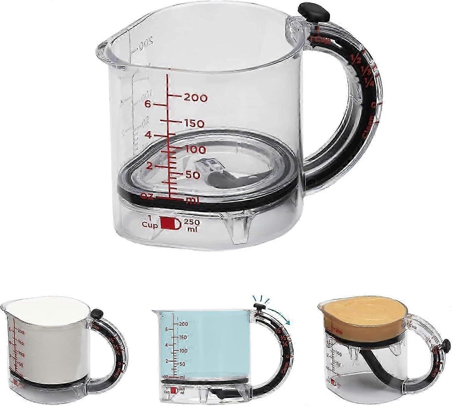 4-in-1 Adjustable Measuring Cup, Multi-Functional Measuring Cup with Scraper-Style Seal Base, Space-Saving Easy to Clean No Waste Design, Multi Measur