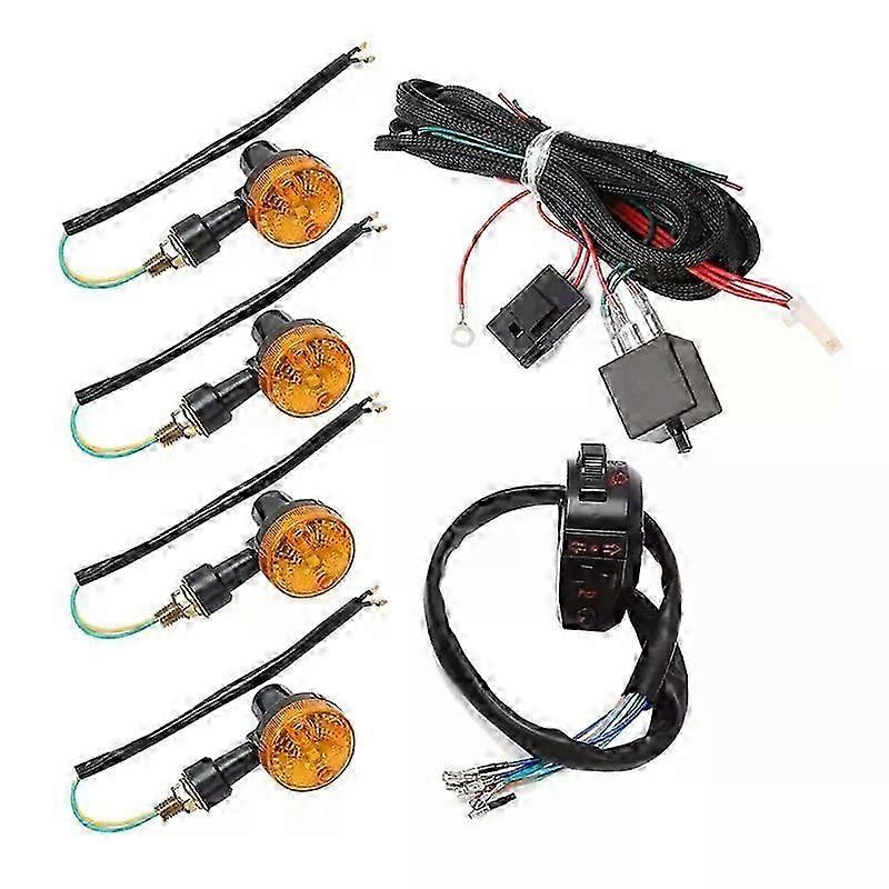 7/8 Inch Motorcycle Universal Turn Signal Lamp Harness Set Handlebar Control Headlight Horn Switch Wire Harness Fit For Honda Yamaha