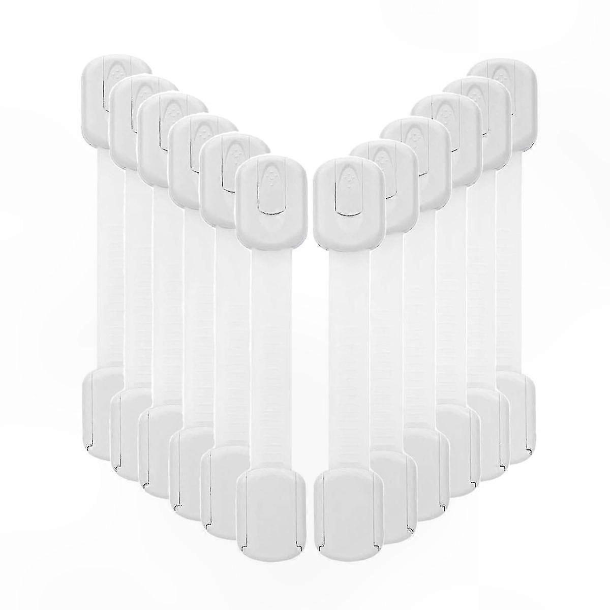 12-Pack Childproof Cabinet Strap Locks for Drawers, Cupboards, Ovens, and Fridges with Adhesive Installation
