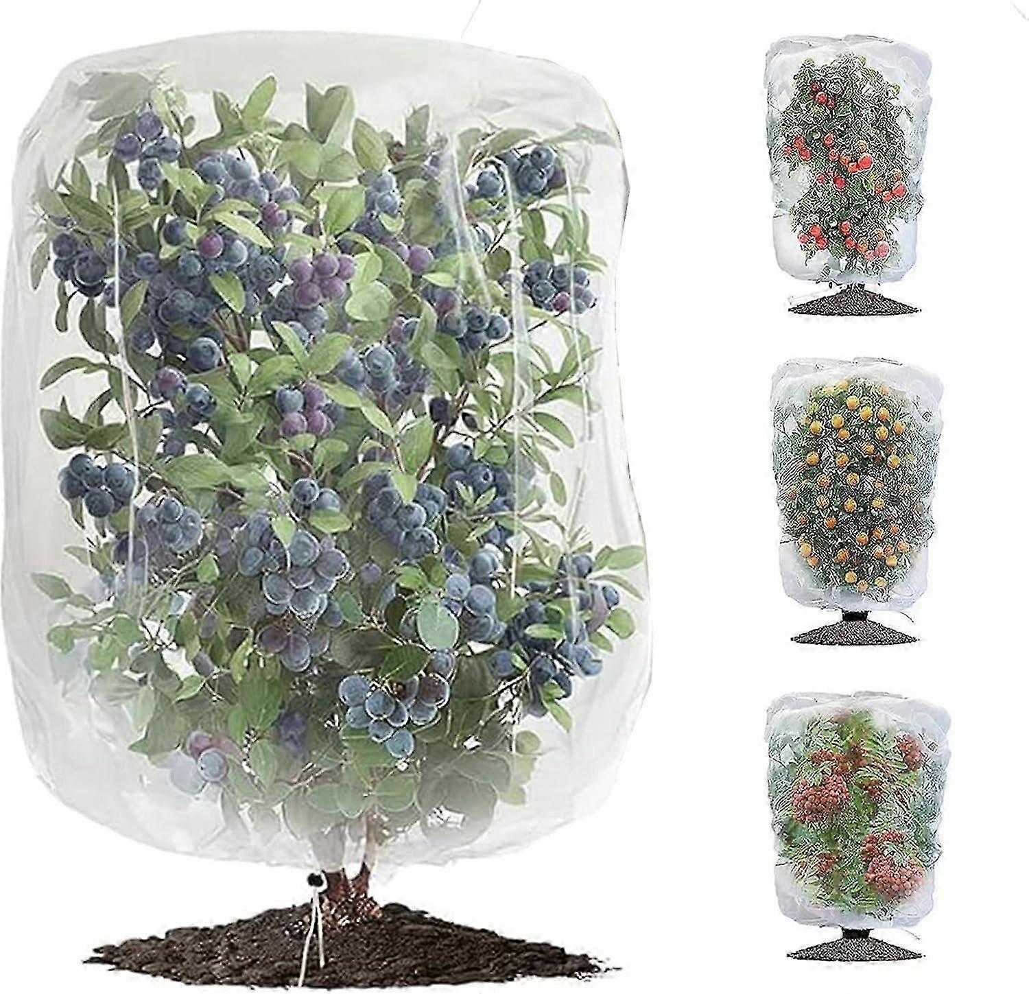 Protective garden mesh for fruit trees, 4 pack blueberry bush netting with drawstring