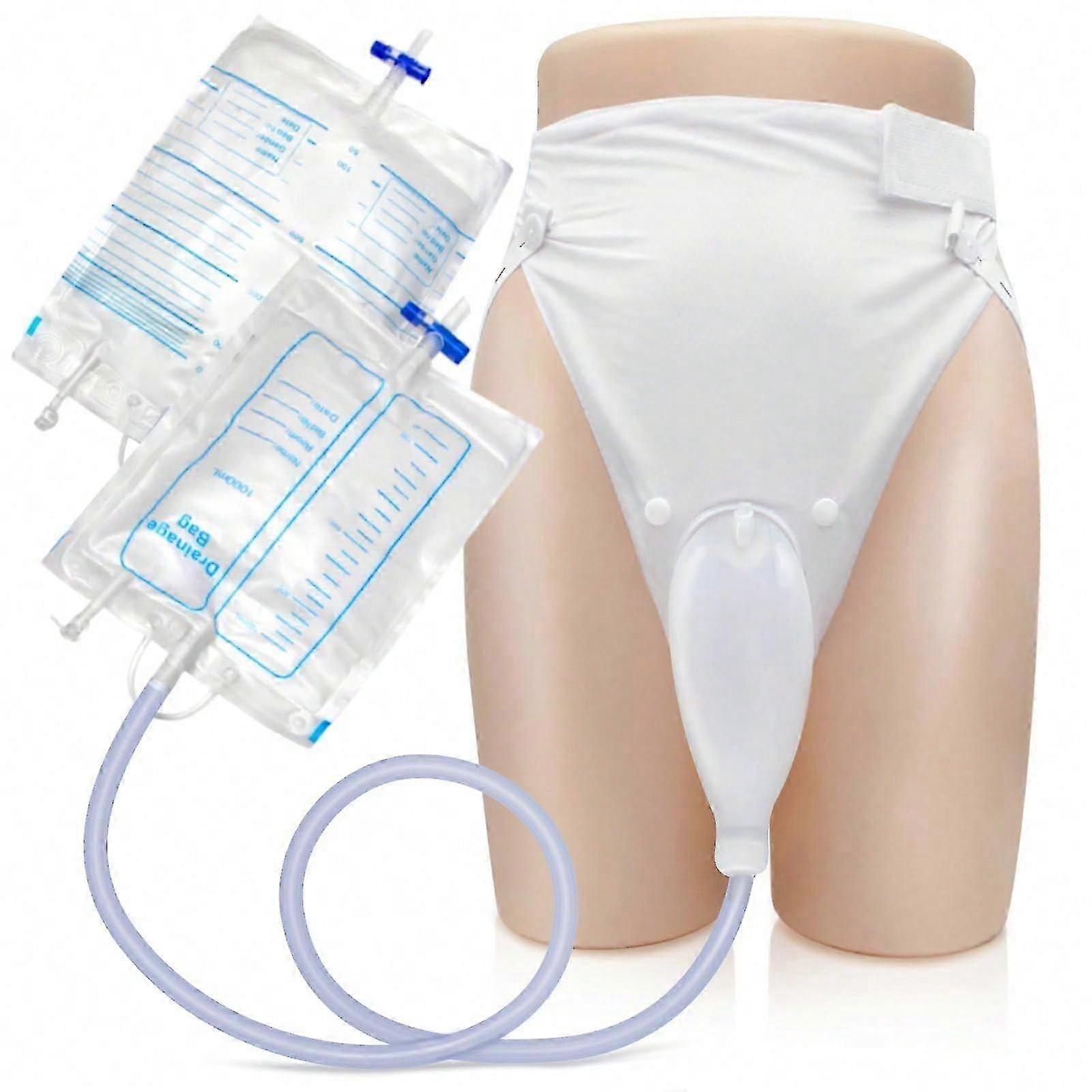 Wearable Urine Bag With Catheter Duct 1000ml 2000ml For Men Women Elderly Urinary Incontinence, Bedridden Patients