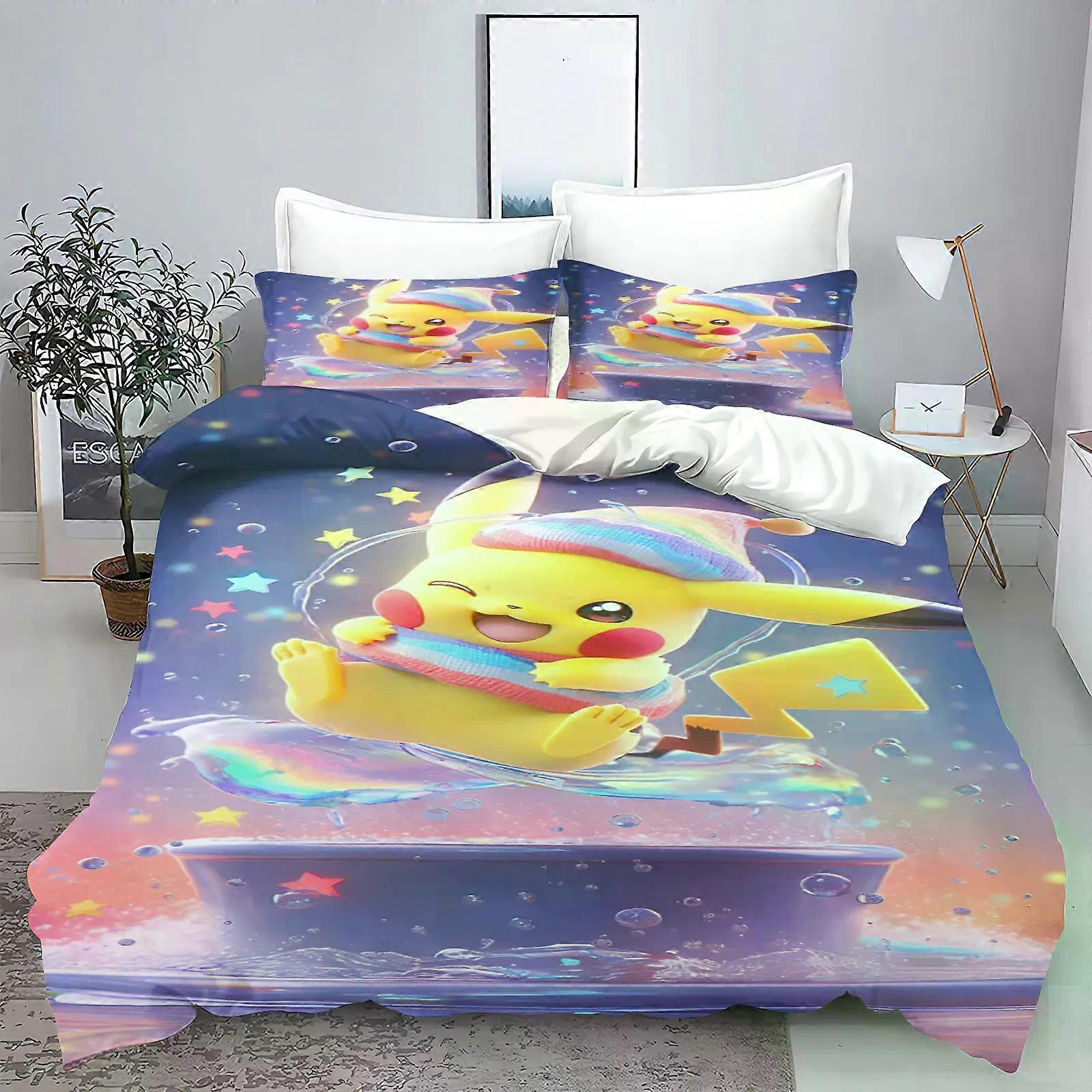 TE2992 Pika-chu Duvet Cover Set Universal, Suitable For Children And Adults Bedding Comforter Sets King Size Double