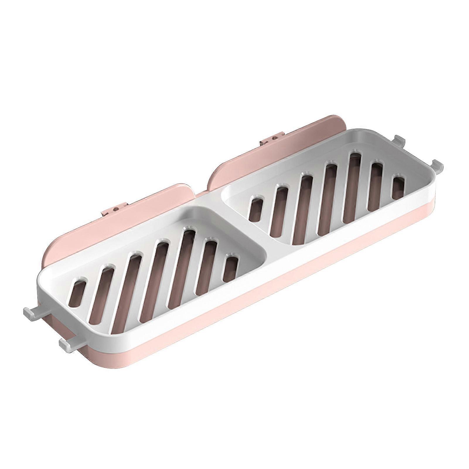 Double Row Soap Dish Wall Mounted Non Punching Pink White
