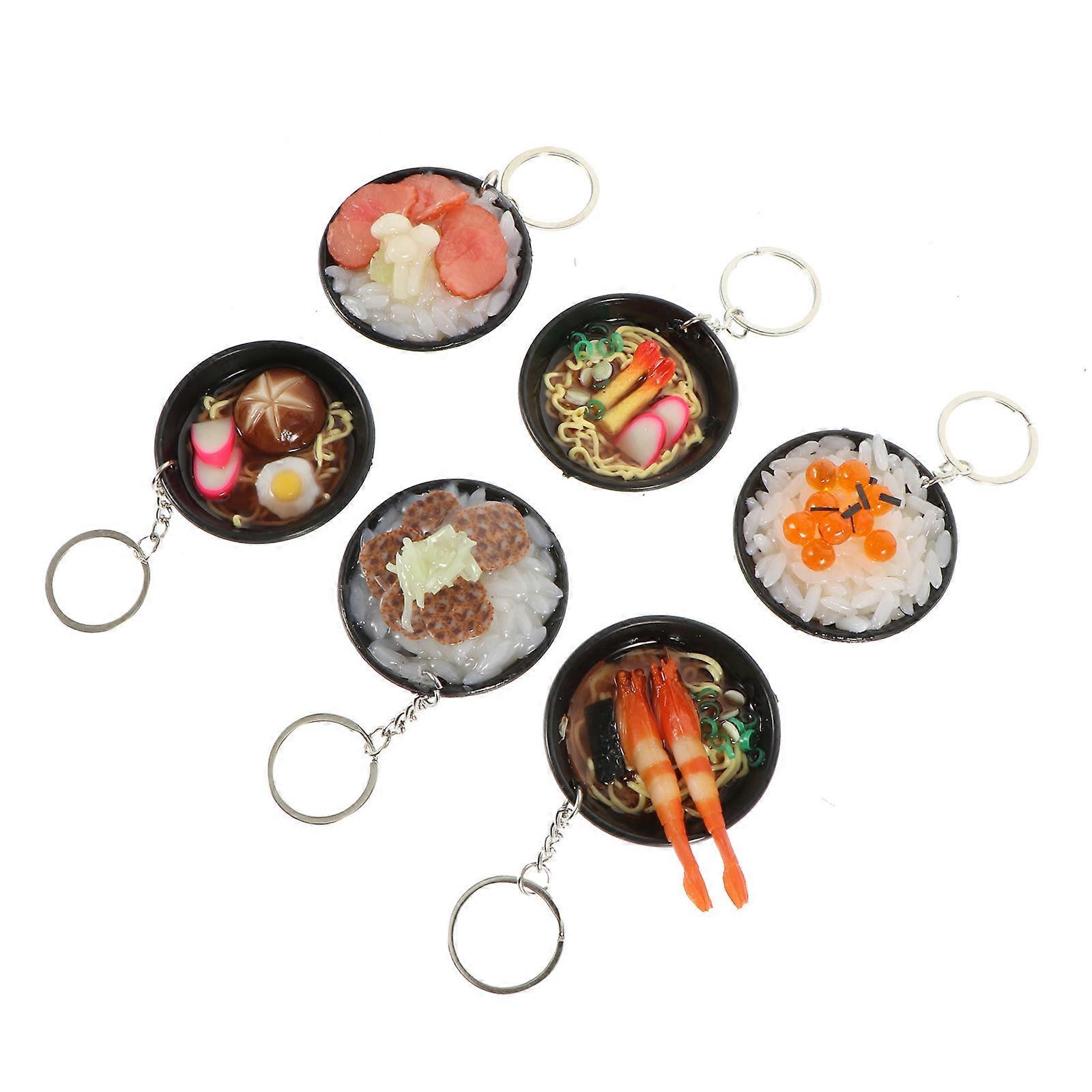 Food Models Key Hanging Prop for Decor with 6Pcs Simulation Food Charms