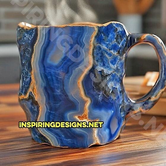 Mineral Crystal Coffee Cups (2024 New) – Multi-Colored Agate & Natural Onyx Decorative Mugs with Healing Stones