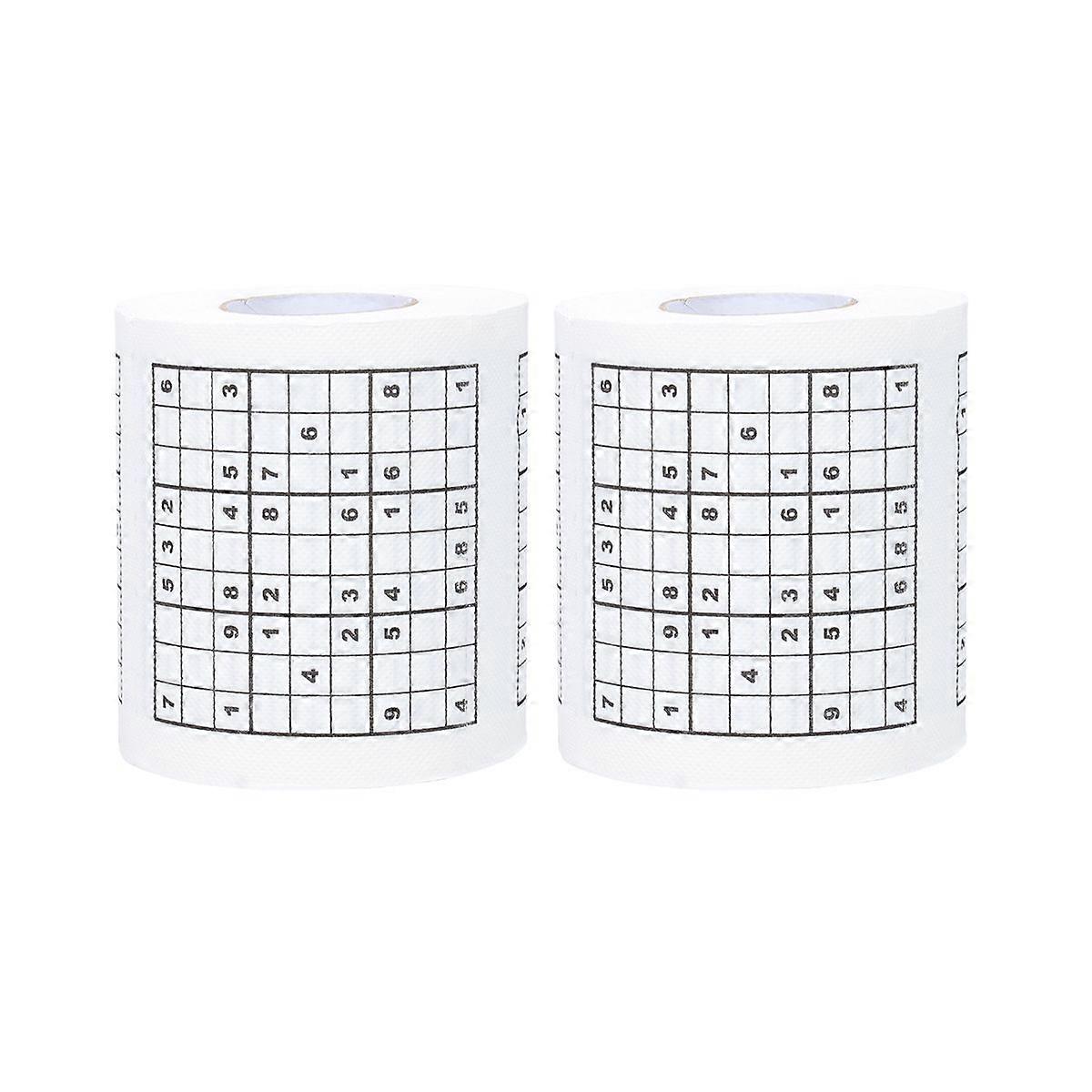 2pcs Creative Sudoku Printed Tissue Paper Toilet Roll Paper Bathroom Roll Paper
