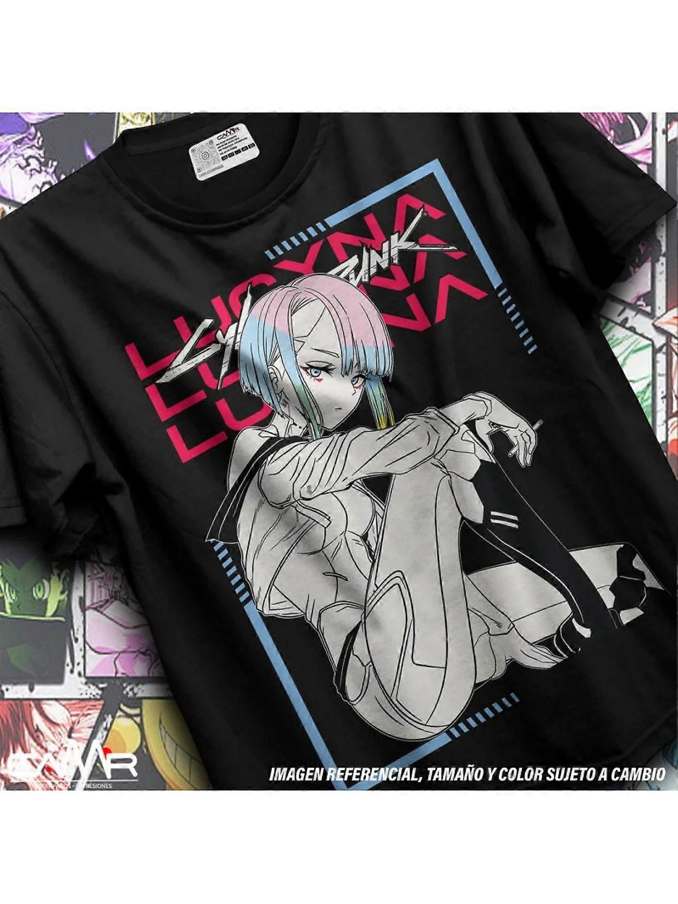 Anime Edge Runners Lucy Graphic T-Shirt - Cyberpunk Anime Tee, Morbida Maglietta Girocollo per Adulti, Lavabile in Lavatrice Casual Tutti i giorni e ZSFHK47