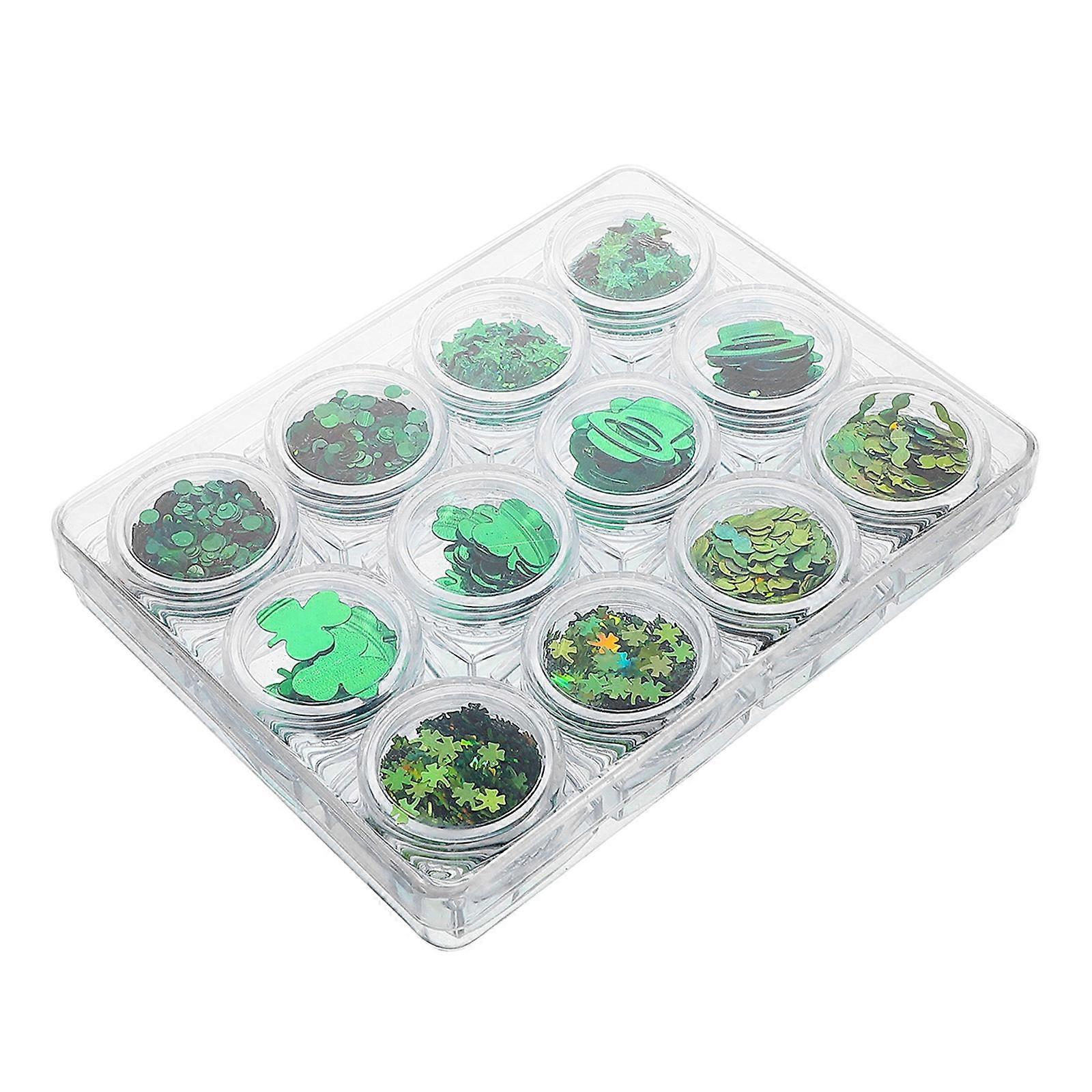 Green Decorative Nail Sequins for St Patrick Day Manicure 1 Box
