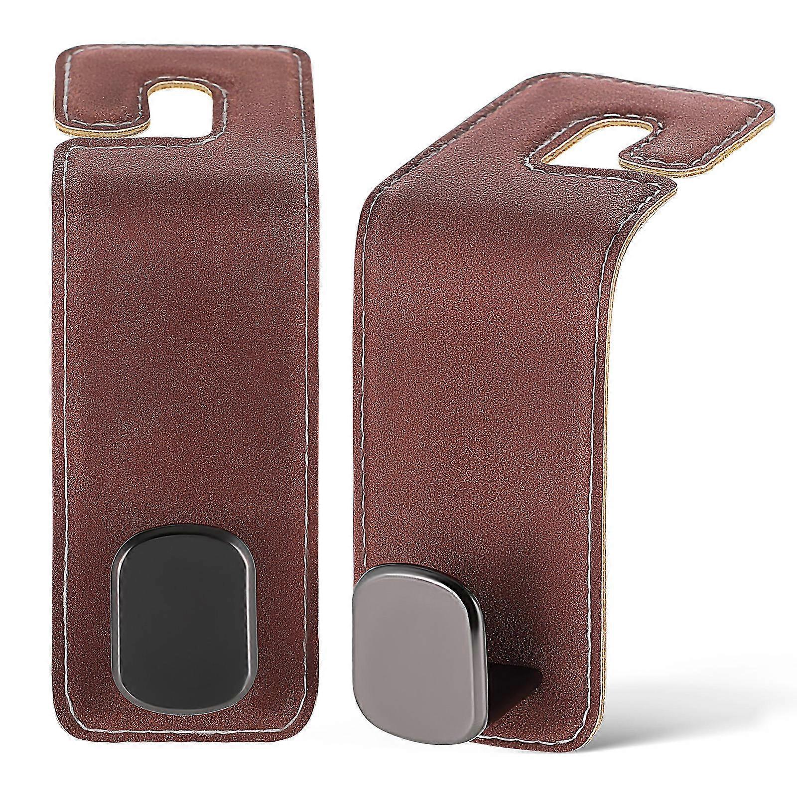 Car Purse Hooks Headrest Hook for Car Use 4Pcs Brown Artificial