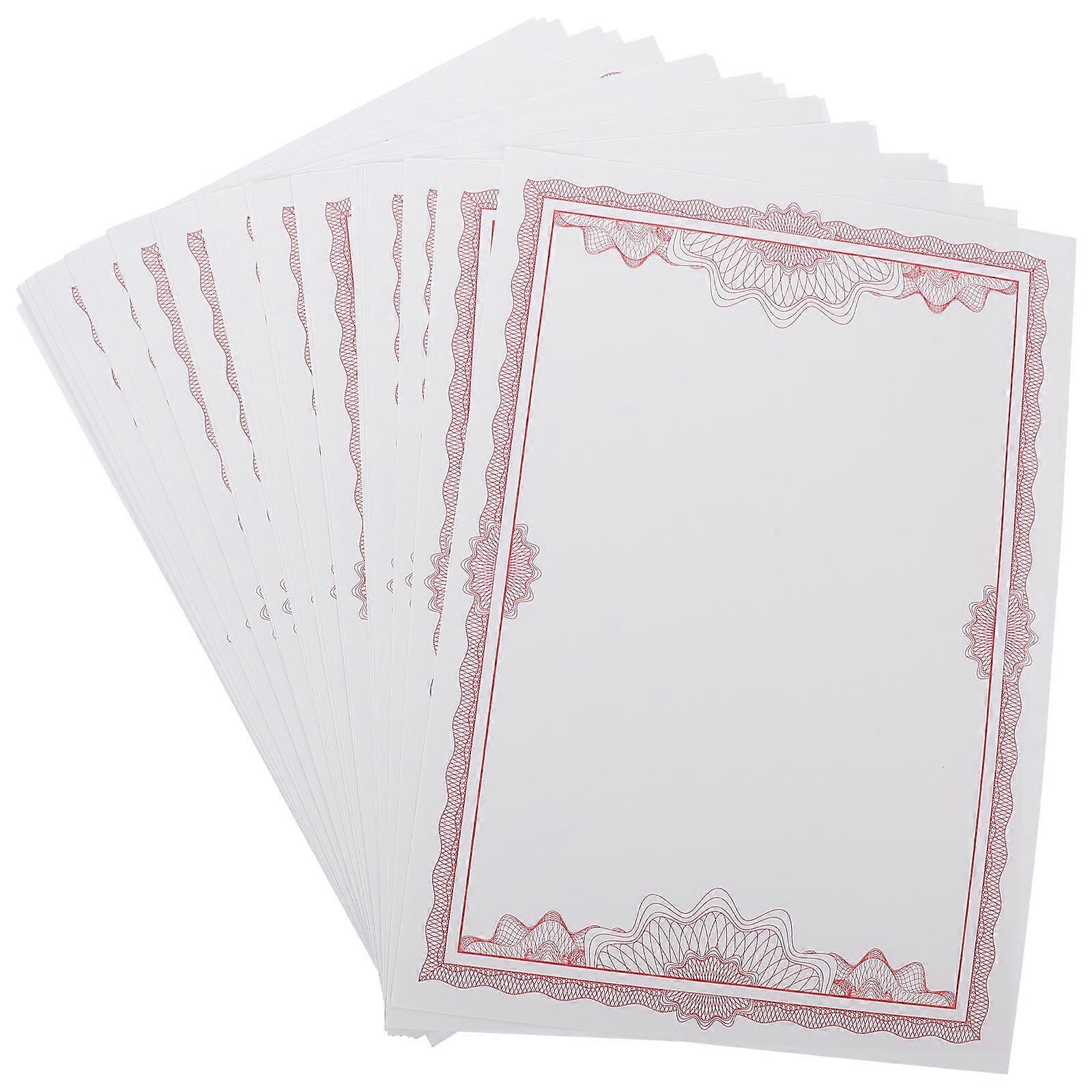 200 Sheets Red Blank Certificate Paper for School and Office Use