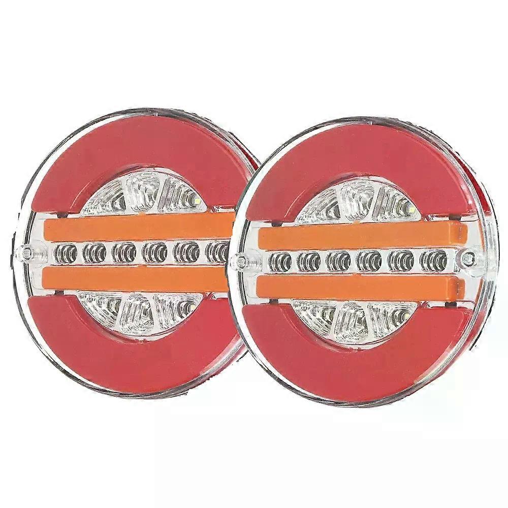 Apply 2pcs/4pcs 12V 24V 5.3" Round LED Trailer Tail Light With Brake Light DRL Flow Turn Signal Lamp Car Truck Bus Caravan Lorry RV