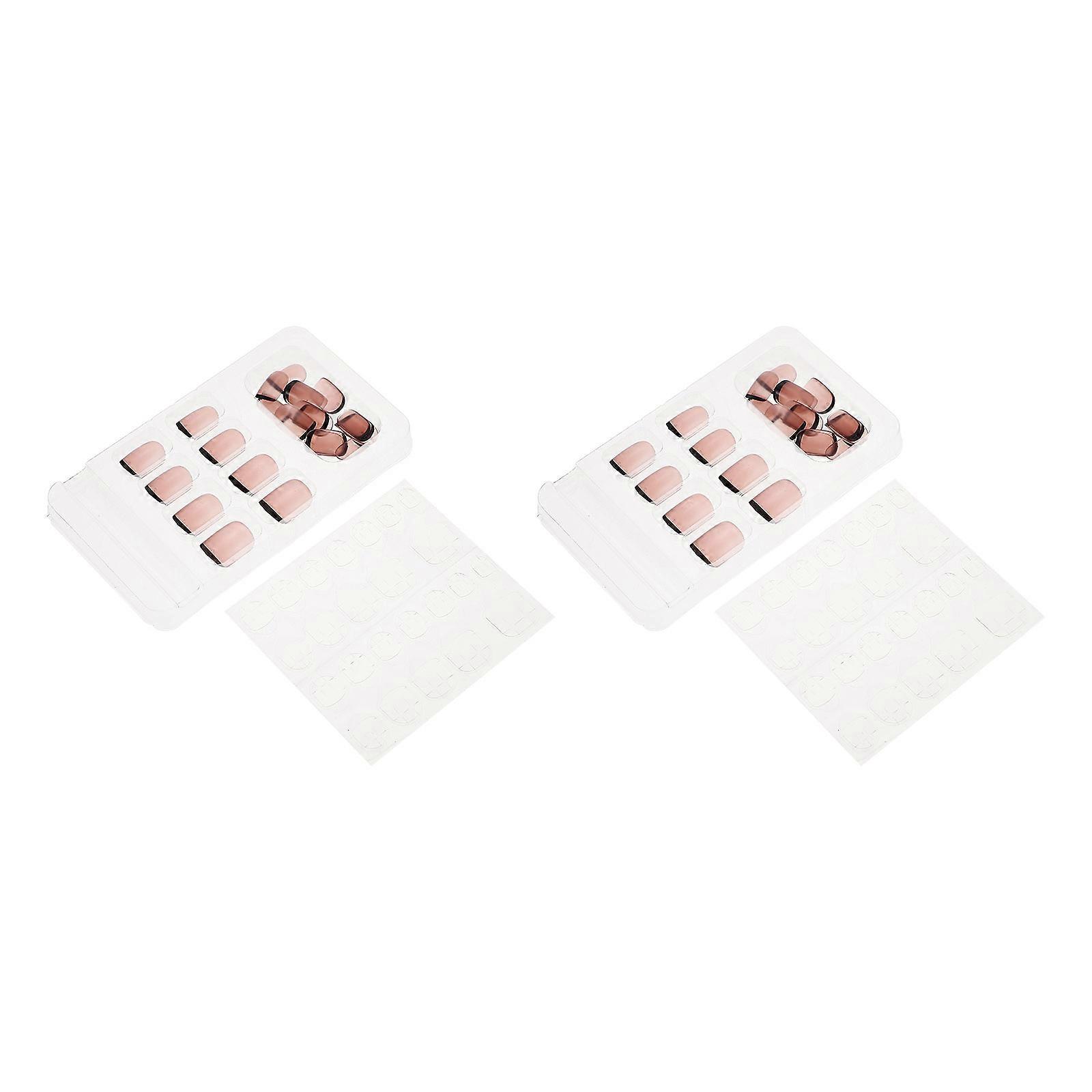 Short Square False Nail Tips Resin for Nail Art 2Sets