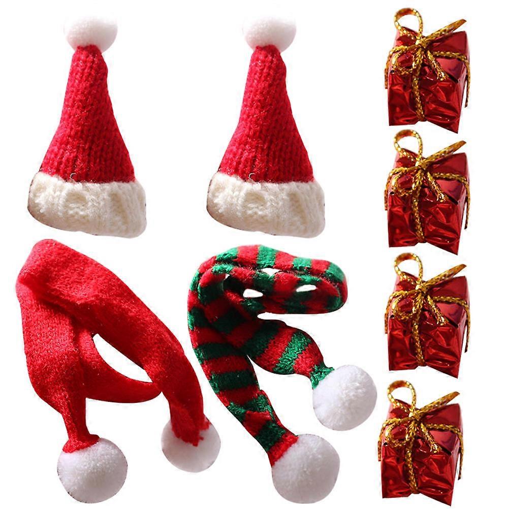Christmas Scarf Set for Kids with Mini Knitting Hats 2Sets Red