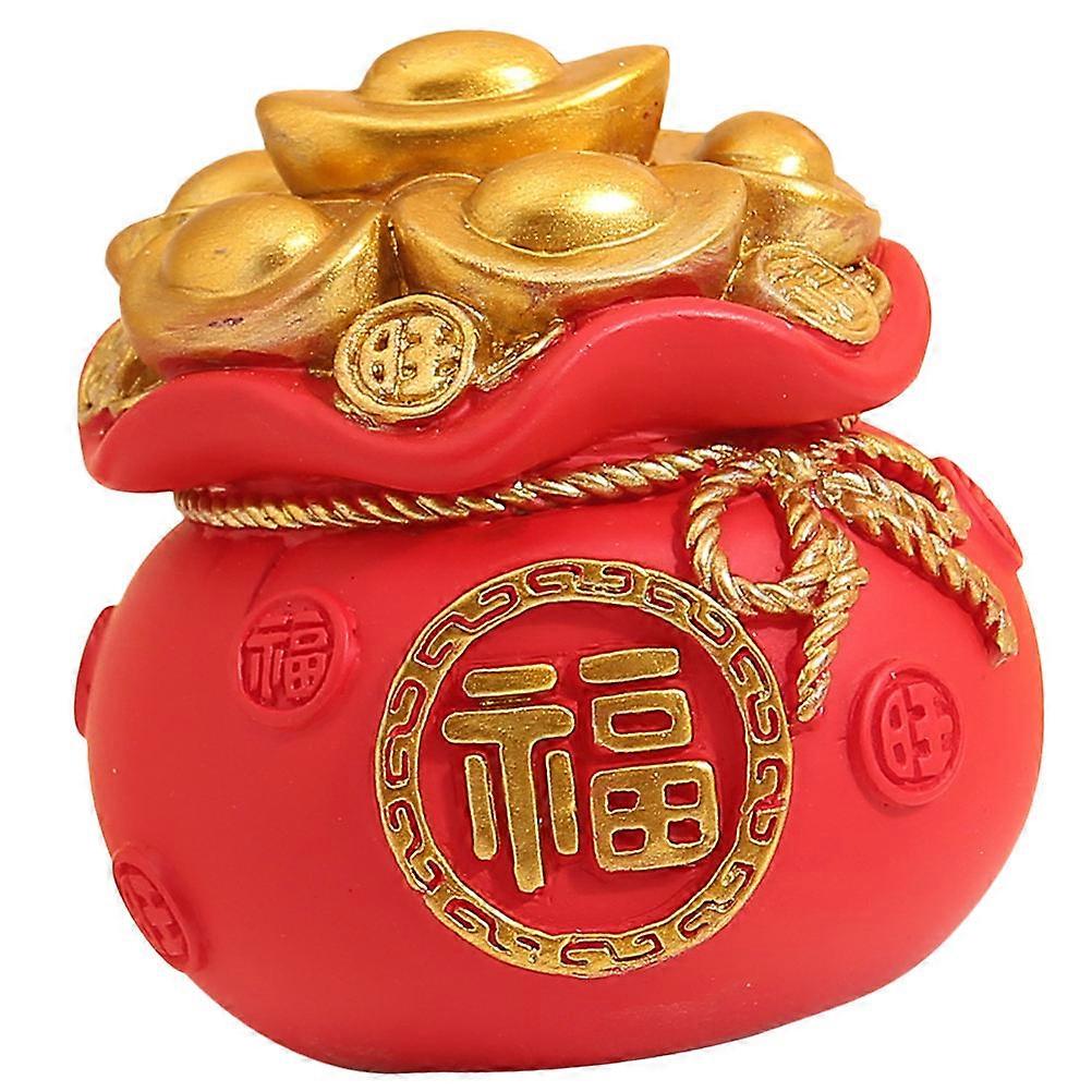 Money Bag Small Adornment Resin Decoration for Car Desktop 2Pcs Red