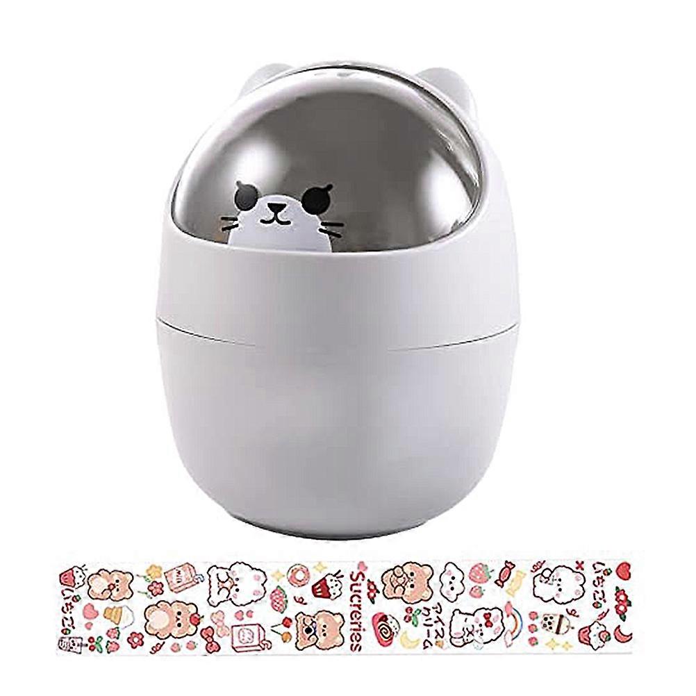 Plastic Trash Storage Bin Cartoon Garbage Can For Bedroom And Cabinet Space Saving Design Size 16x12.5Cm 2Pcs