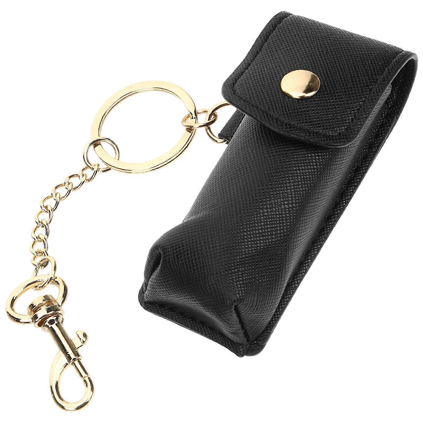 2Pcs Portable Lipstick Holder for Protection Black Bag Keychain