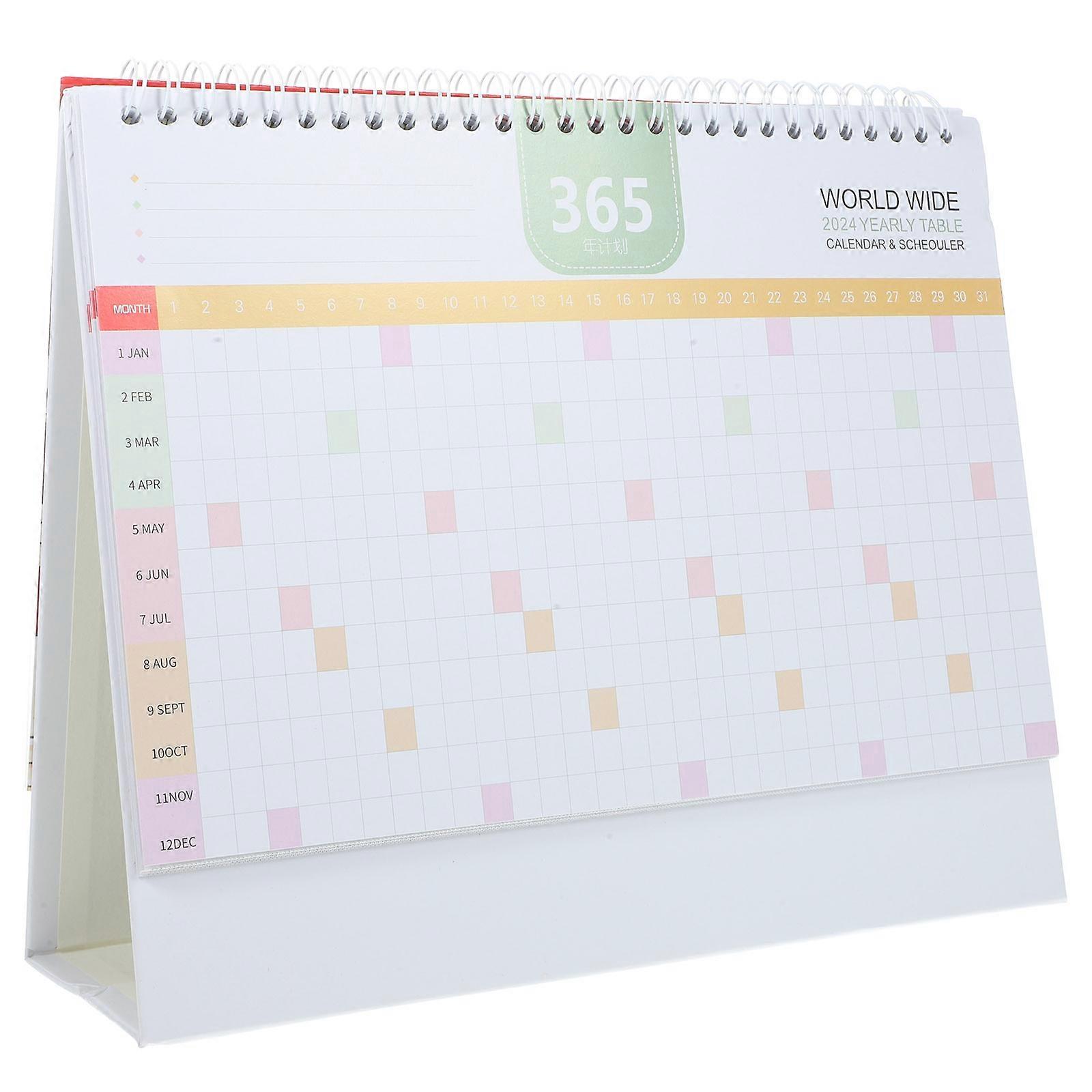 Dragon Year 2024 Desk Calendar Paper Ornament Red for Home 2Pcs