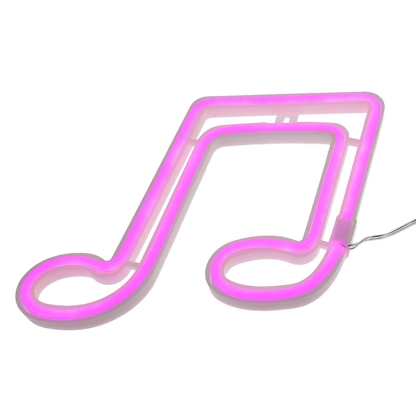 Creative Lamp Decor Note Shape LED Neon for Decor 2Pcs Pink Lights