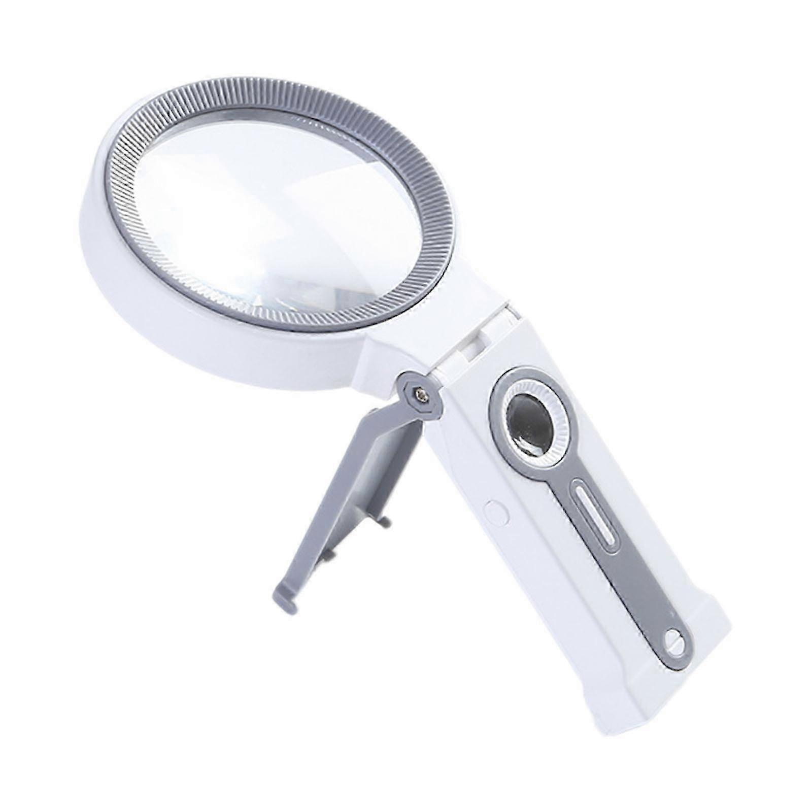 25-26 multifunction Foldable Magnifying Reader with LED Lighting Senior Friendly LED Magnifying Reader Easy to Use Magnifying White