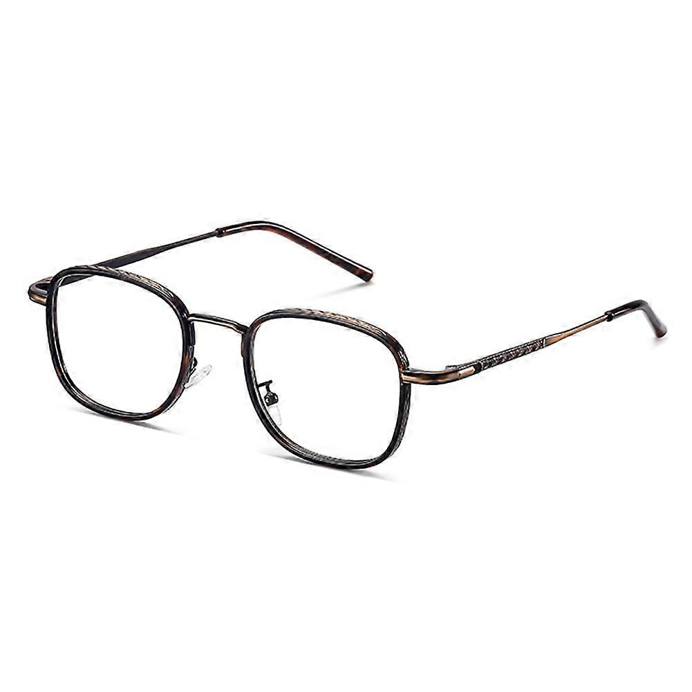 Reading Glasses Blue Light Blocking Computer Glasses Square Metal Frame Flexible Temples Unisex Tortoise +0.00/+0.00