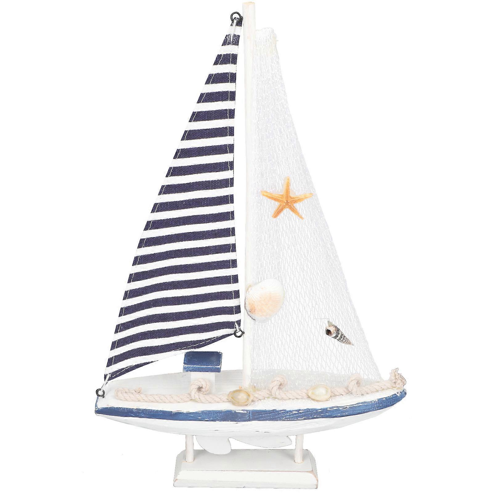 Sailboat Model Blue Desktop Sailing Ship Craft for Decor 4Pcs Collection