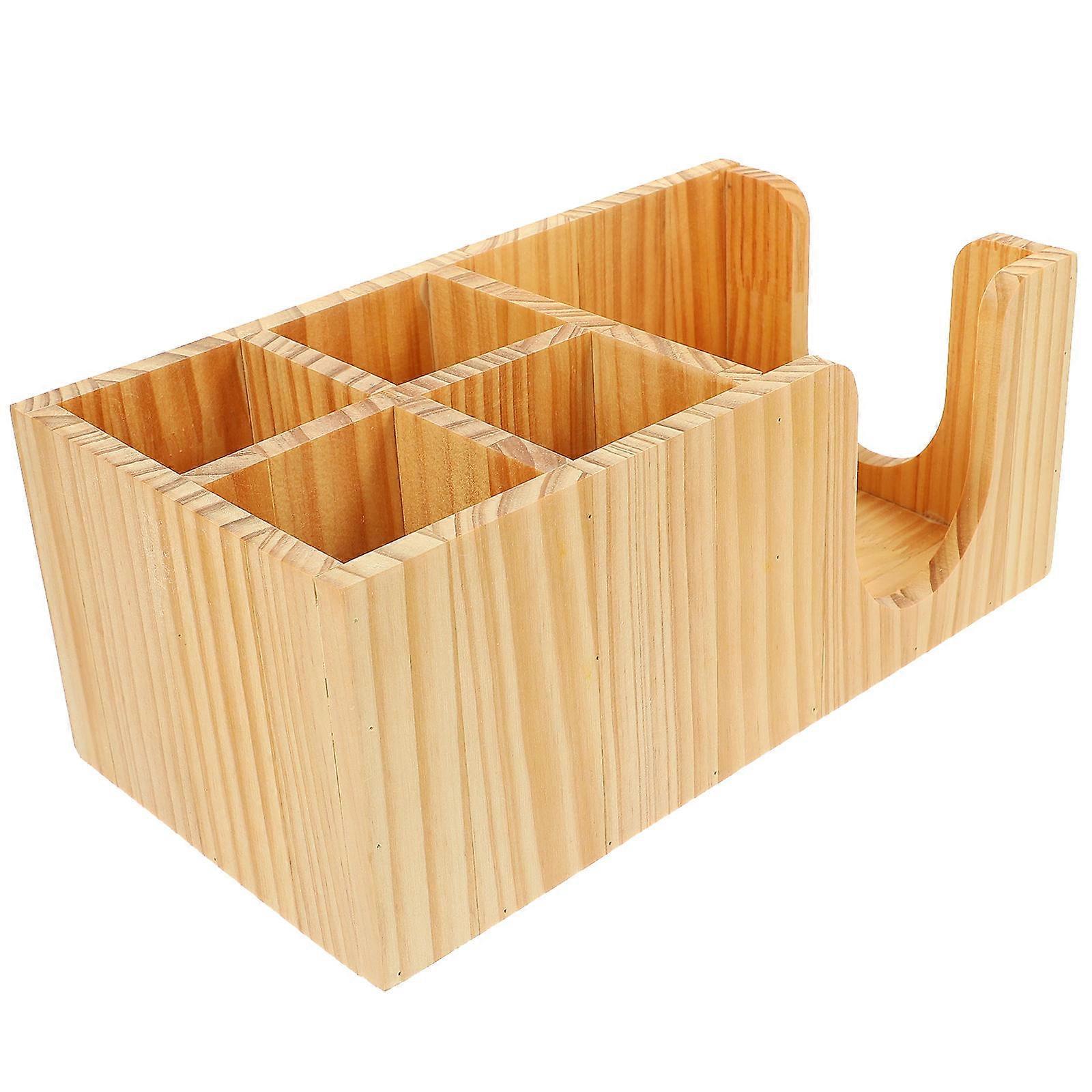 Coffee Syrup Organizer Rectangular Storage for Coffee Supplies Straws Tissue Box in Beige 1Pcs