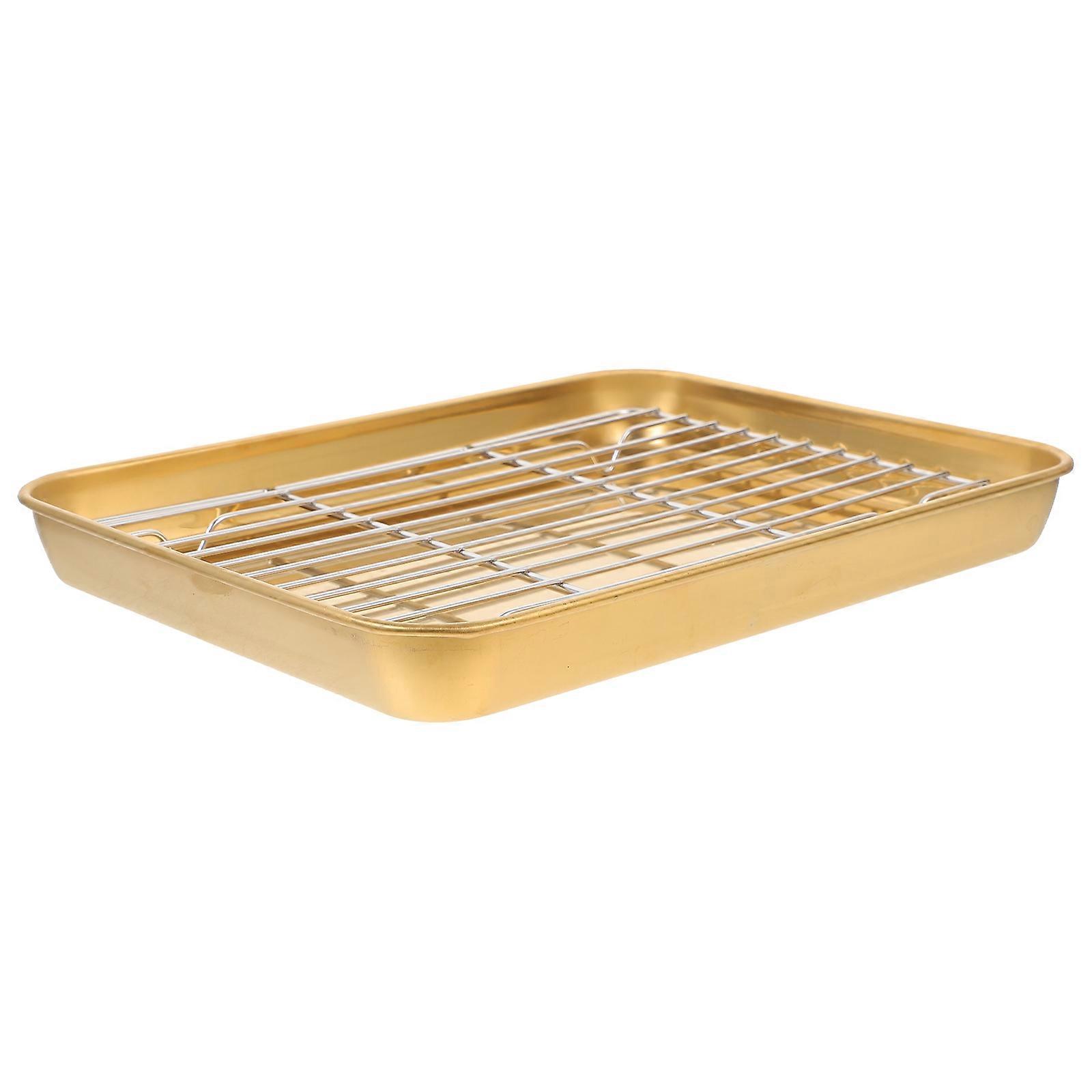 Bageplade i rustfrit stål til husholdningsbrug Køkkengadget Gylden Rektangulær Rustbestandig Bageform 1 Sæt