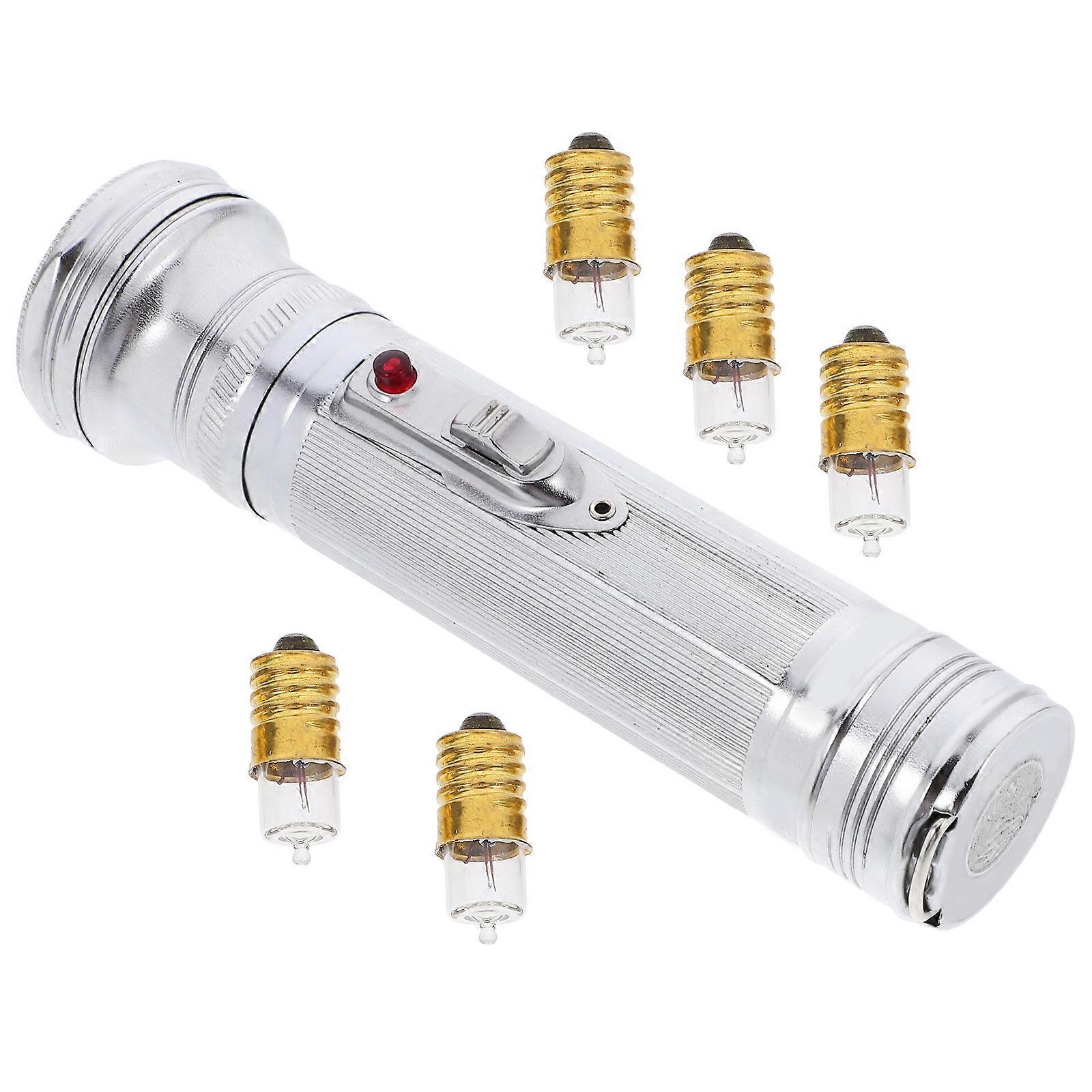 Classic Portable Flashlight Iron Flashlight for Camping Hiking Fishing Emergency Situations Silver Rectangular 3Pcs