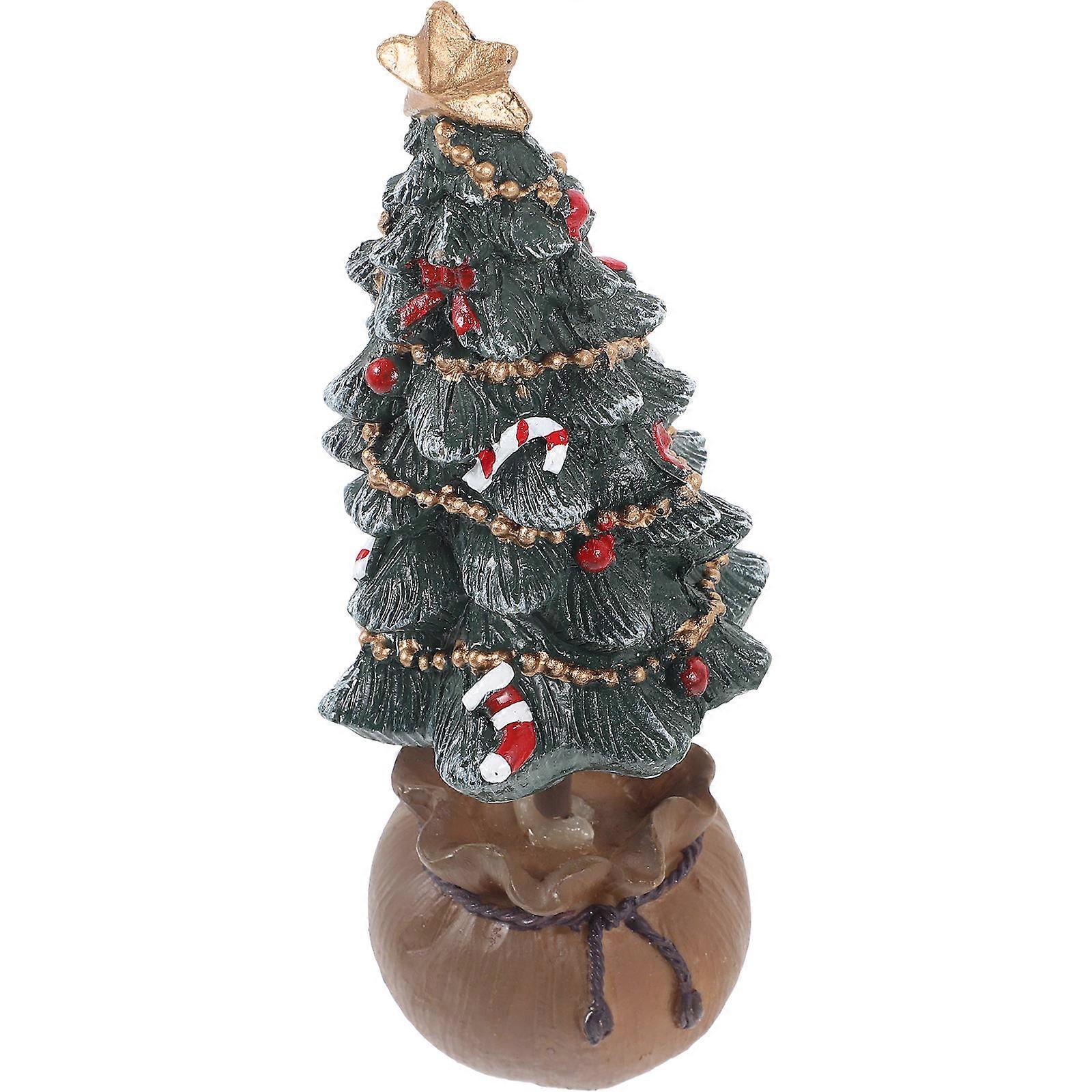 Christmas Tree Miniature Tabletop Tree for Decoration 5Pcs Green Resin